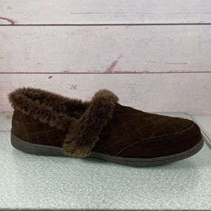 clarks suede men's faux fur lined clog slippers